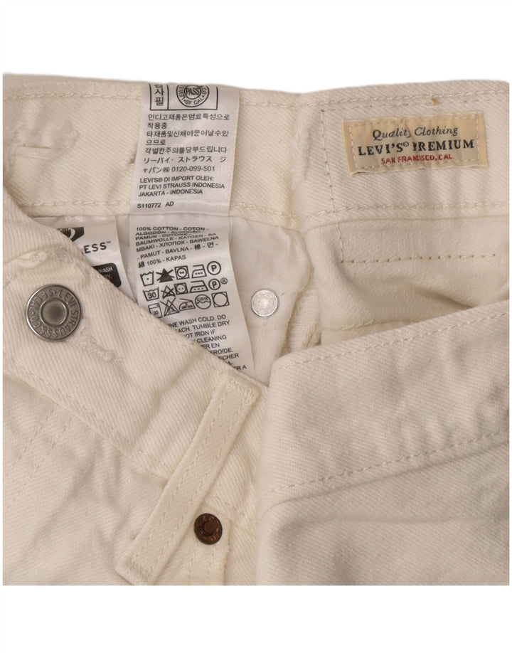 Pantaloncini di jeans effetto invecchiato a vita alta 501 Levi's da donna W30 bianco medio