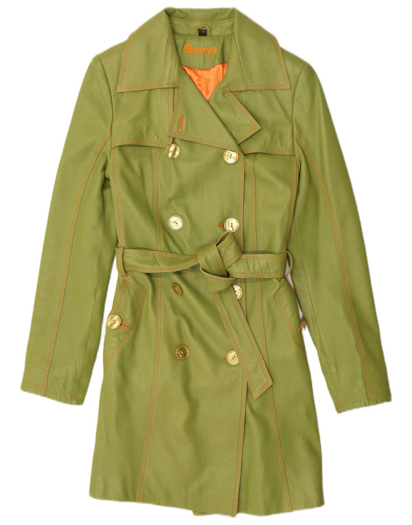 Cappotto in pelle doppio petto da donna di Benny UK 12 Pelle verde medio