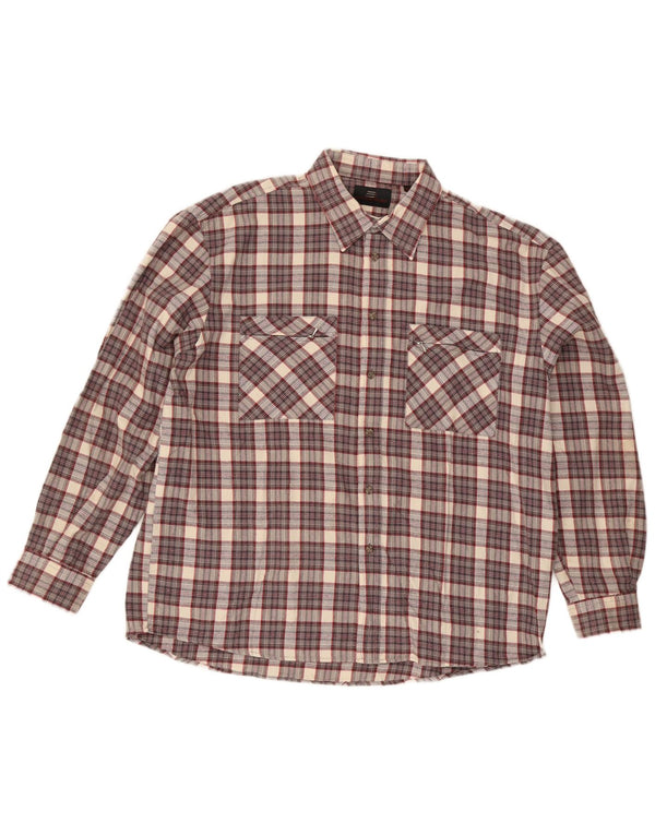 Camicia in flanella da uomo del progetto europeo 2XL in cotone a quadri multicolore