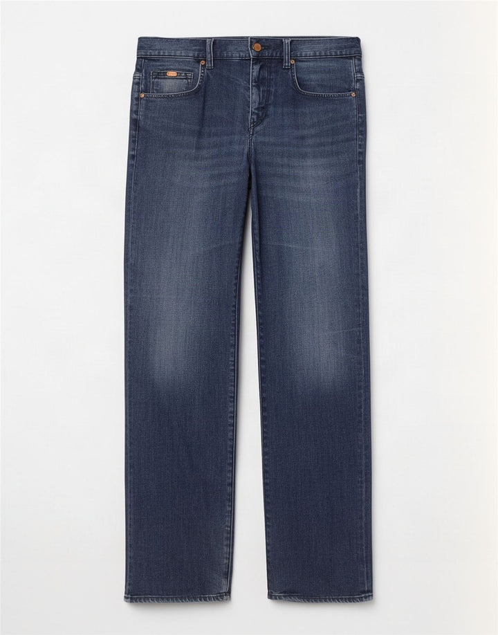 Jeans dritti elasticizzati da uomo Hugo Boss W32 L30 cotone blu navy