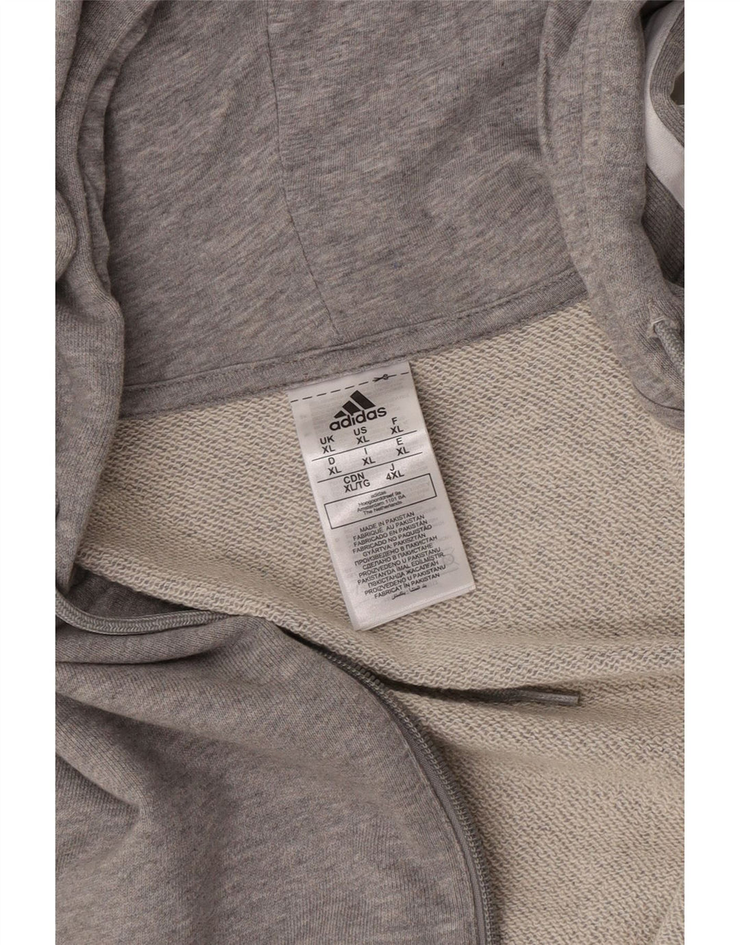 Felpa con cappuccio e zip Adidas da uomo XL in cotone grigio