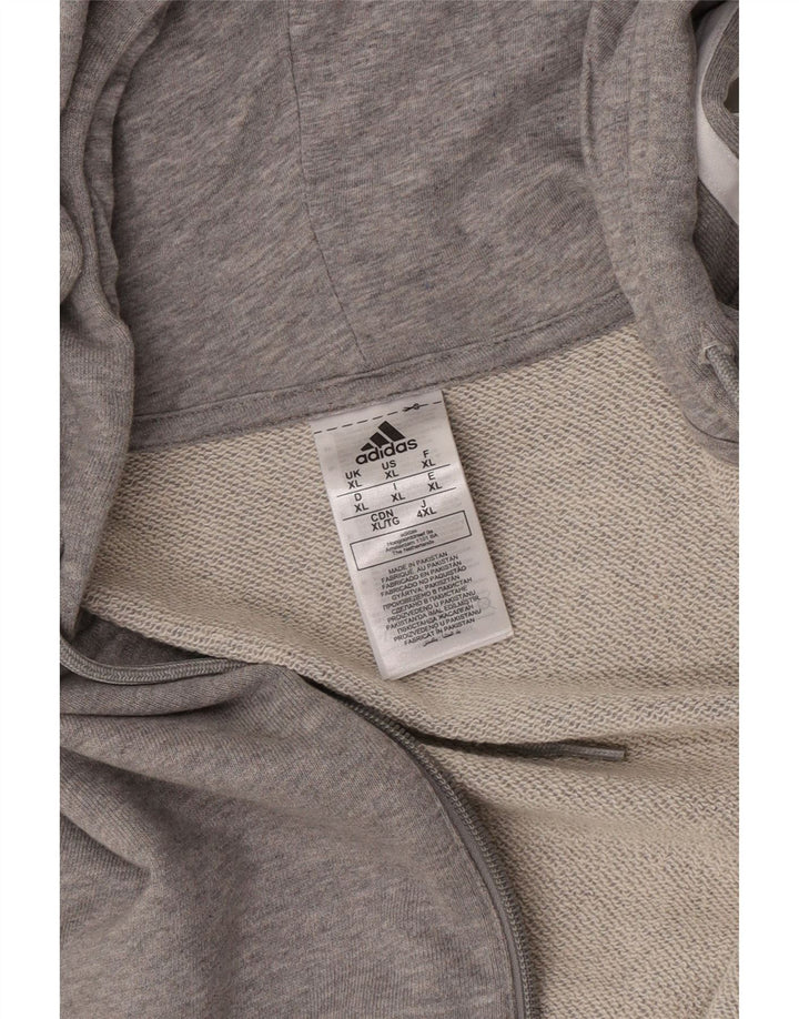 Felpa con cappuccio e zip Adidas da uomo XL in cotone grigio