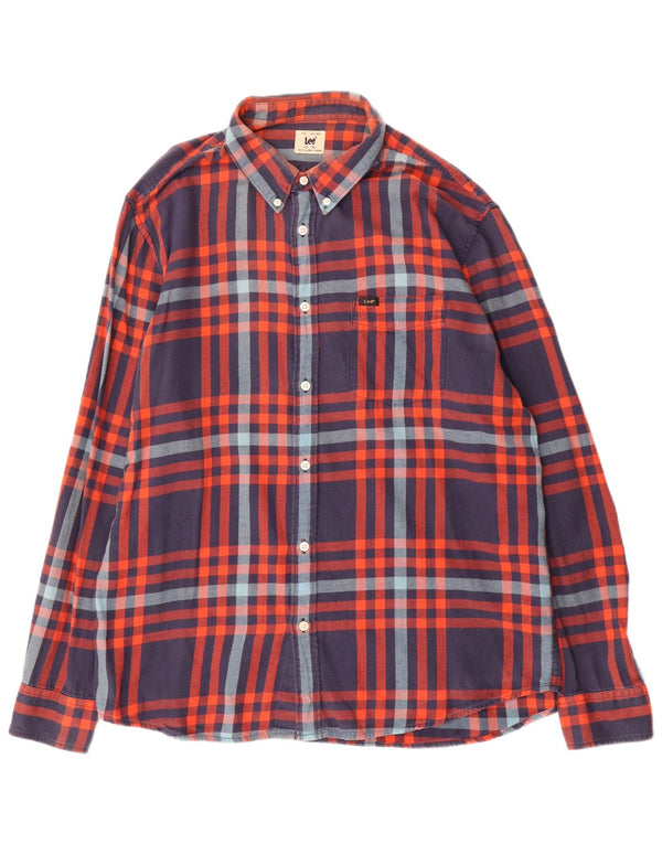 Camicia in flanella da uomo Lee XL in cotone a quadri blu