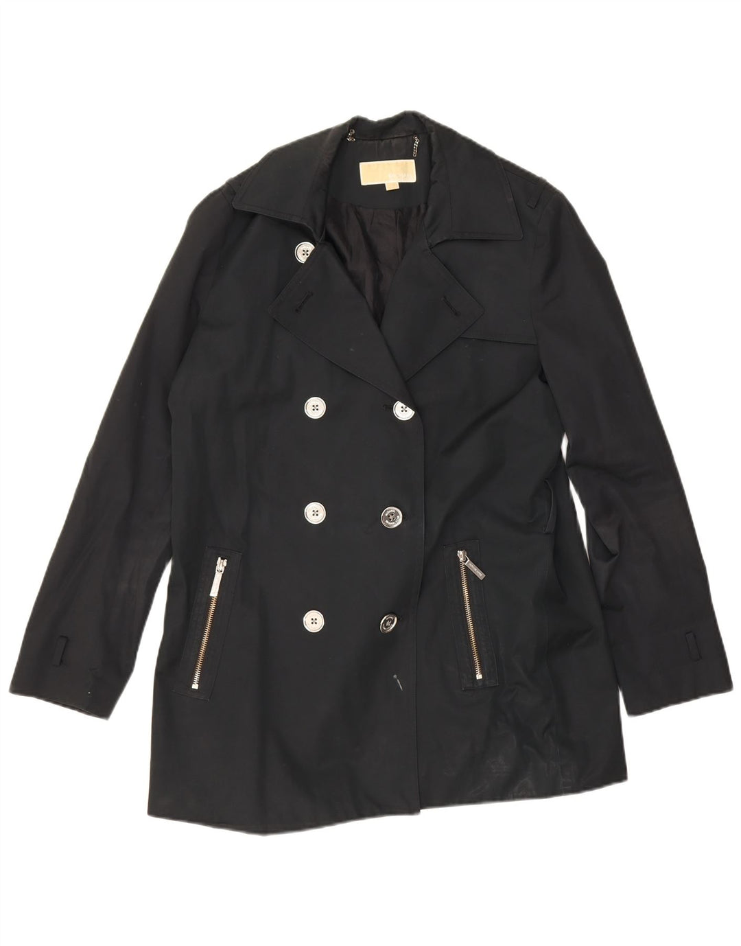Trench corto doppiopetto da donna Michael Kors UK 16 grande nero