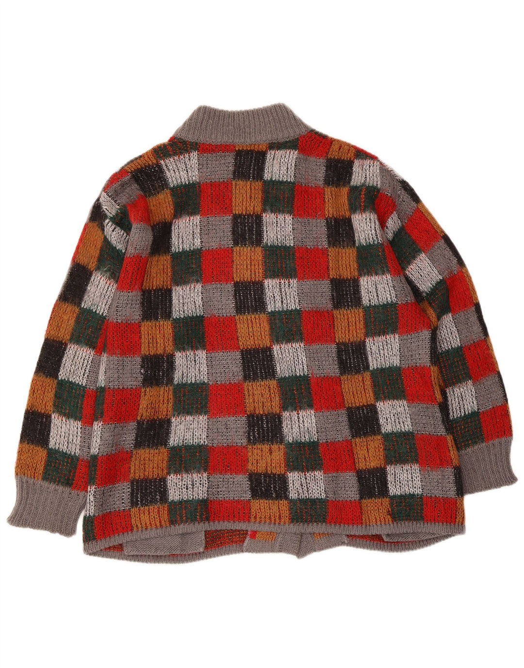 Maglione cardigan oversize da donna vintage UK 16 grande controllo multicolore