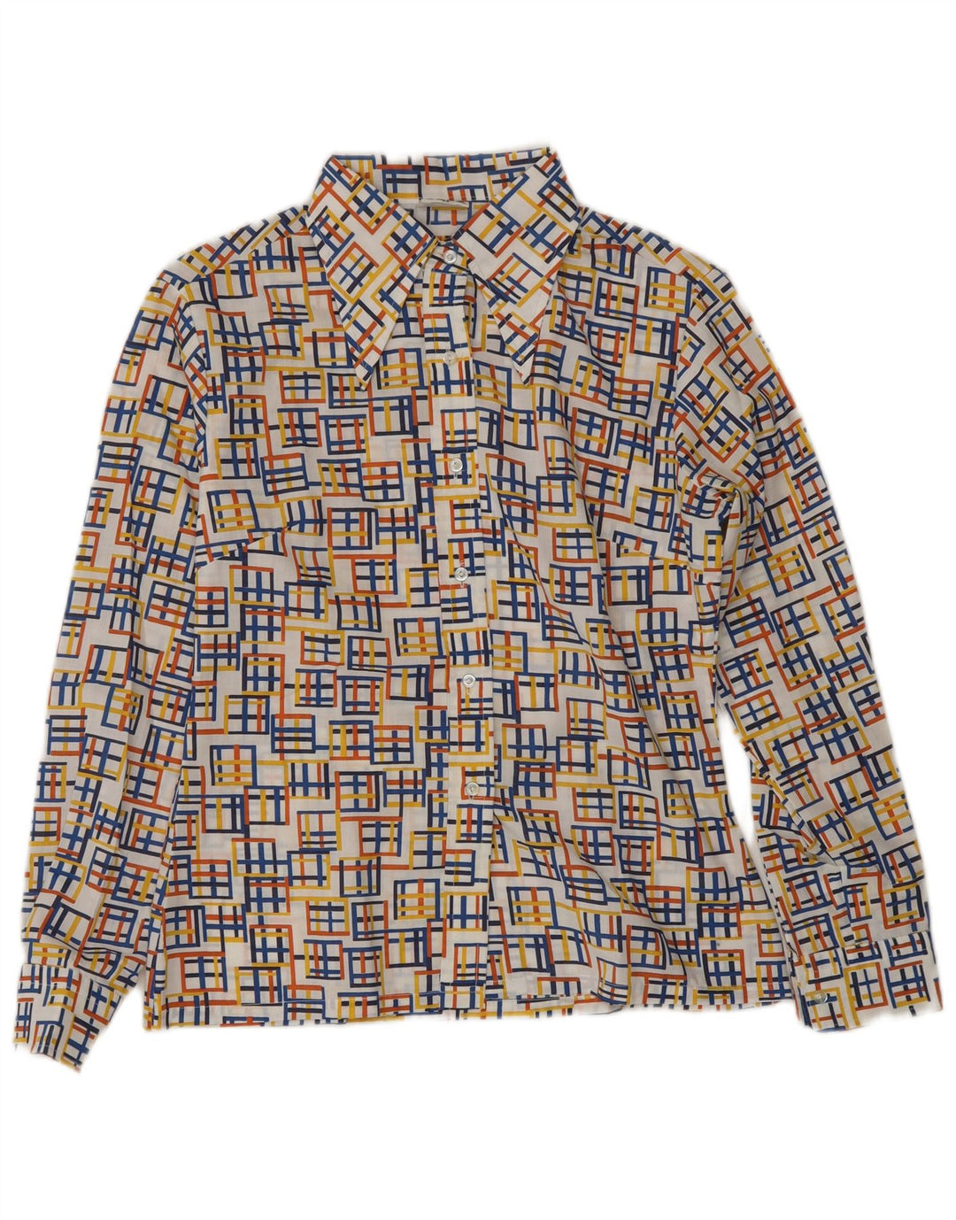 Camicetta camicia vintage da donna EU 40 Poliestere geometrico multicolore medio