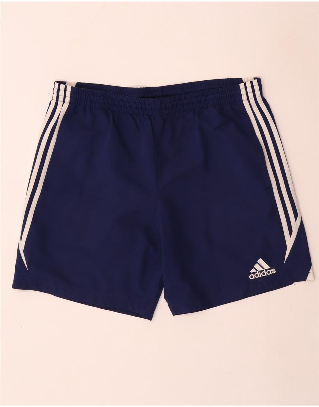Pantaloncini sportivi da uomo Adidas Large in poliestere color block blu navy