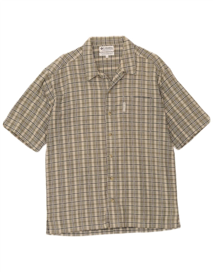 Camicia a maniche corte da uomo Columbia in cotone a quadri kaki medio