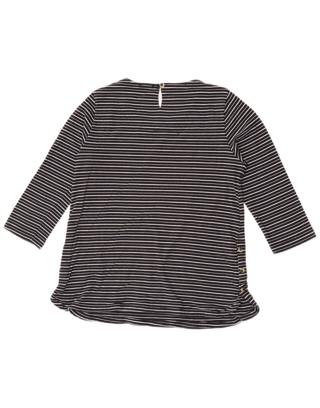 Top da donna Fat Face manica 3/4 UK 10 piccolo a righe blu navy
