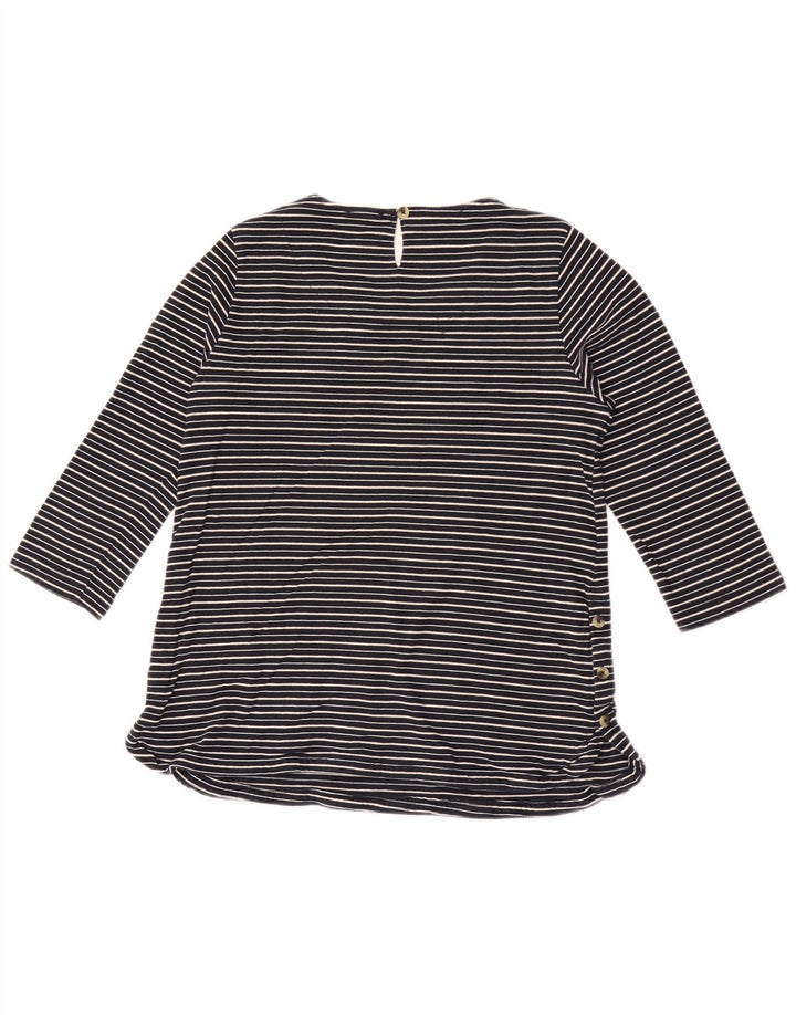 Top da donna Fat Face manica 3/4 UK 10 piccolo a righe blu navy