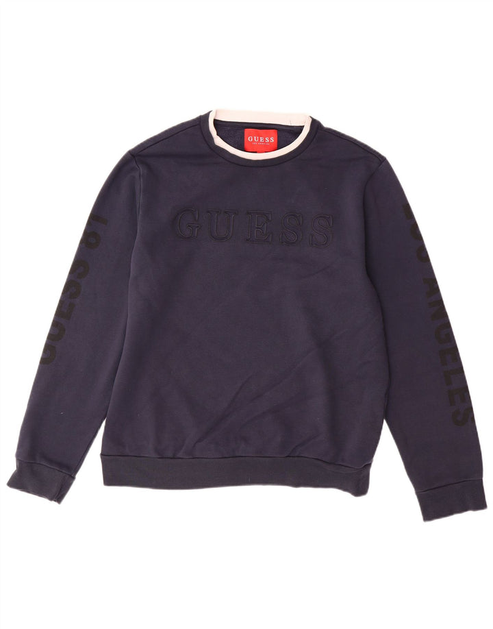 Guess Felpa grafica da uomo Maglione grande in cotone blu navy
