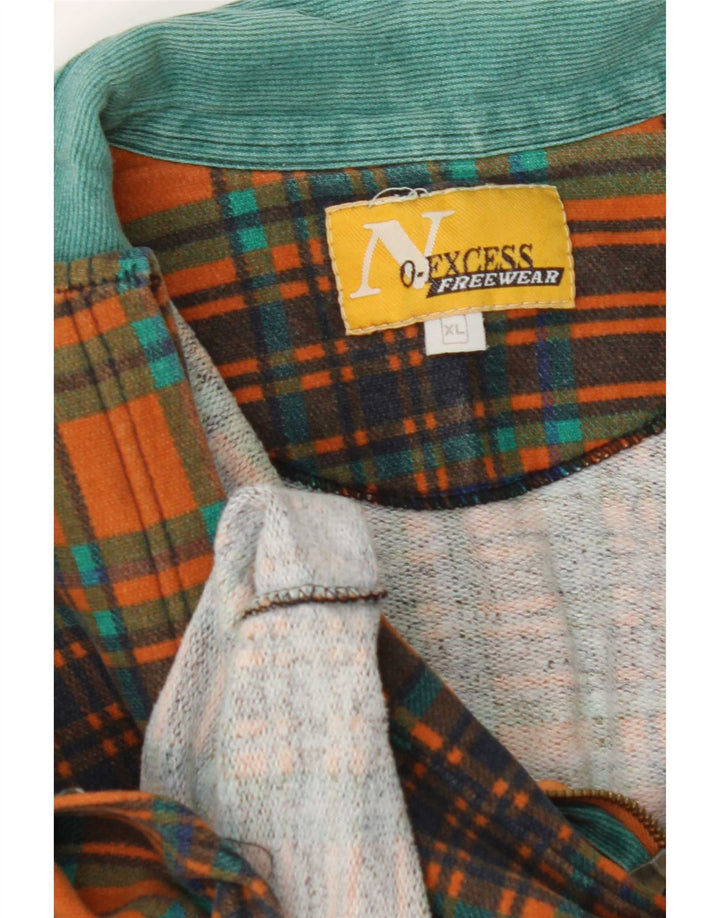 Felpa vintage da uomo con collo alto, maglione XL, motivo a quadri arancioni