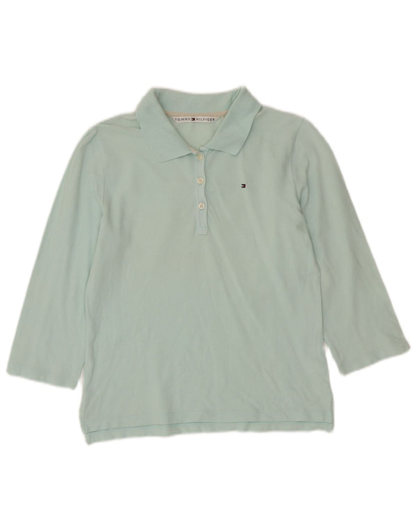 Polo da donna manica 3/4 Tommy Hilfiger UK 12 cotone turchese medio