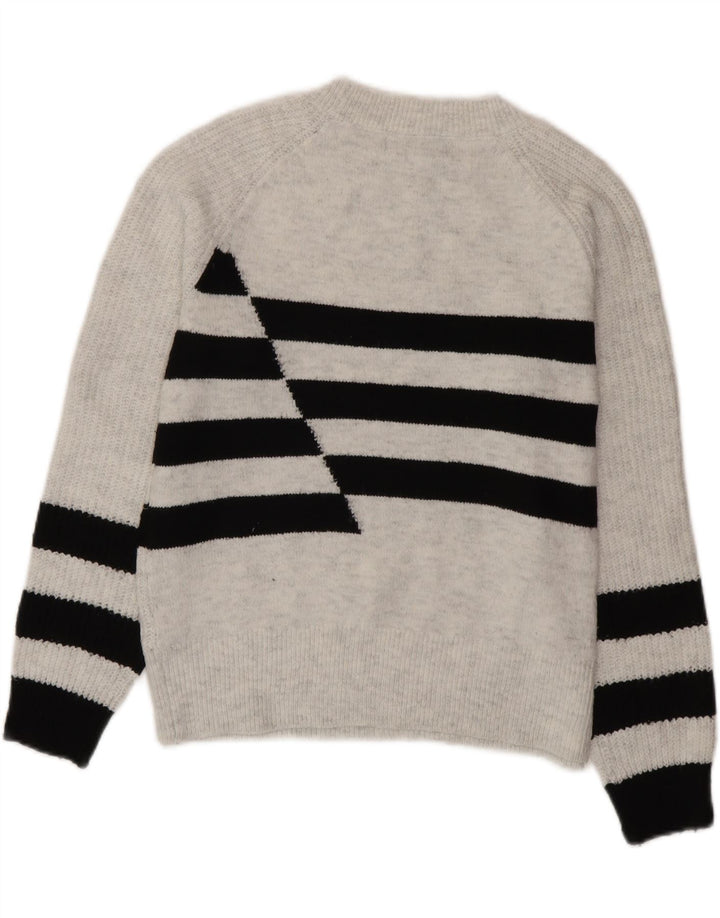 Maglione maglione girocollo da donna Marks & Spencer UK 10 piccolo grigio a righe