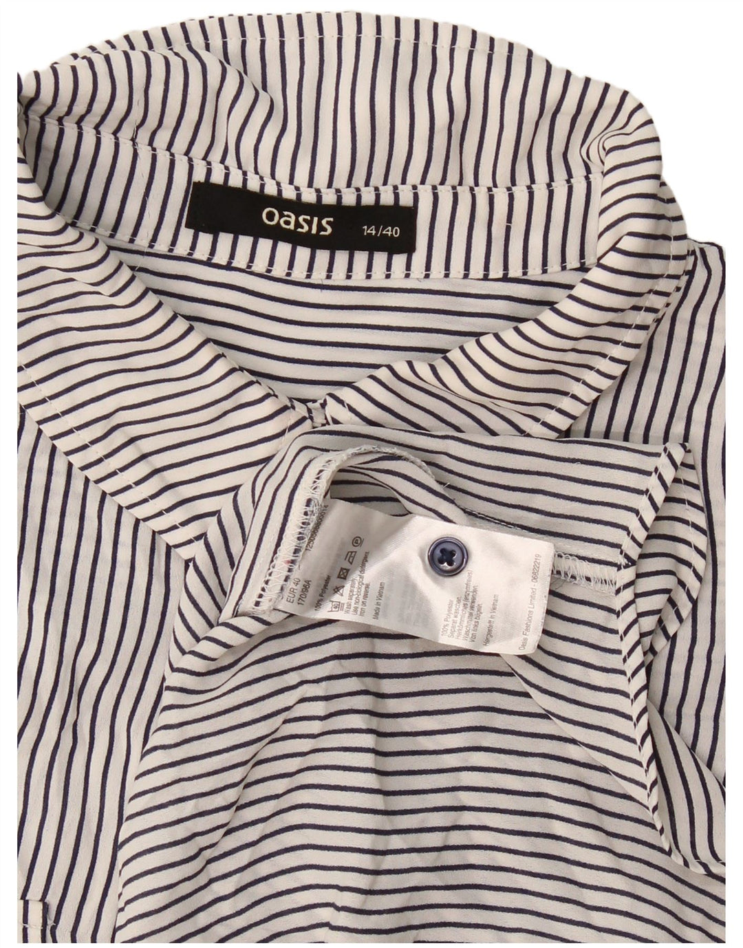 Camicetta da donna pullover da donna Oasis UK 14 Grande poliestere gessato bianco