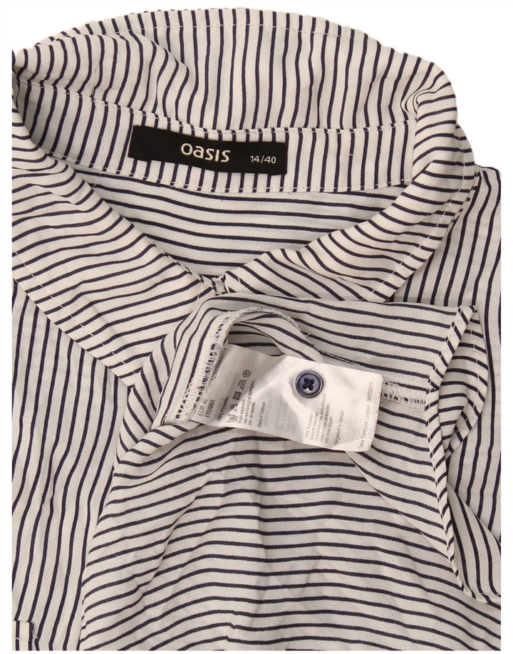 Camicetta da donna pullover da donna Oasis UK 14 Grande poliestere gessato bianco