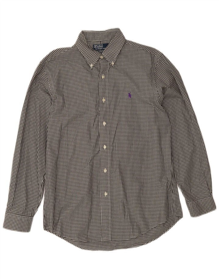 Polo Ralph Lauren Camicia da uomo su misura taglia 17 grande cotone a quadretti nero