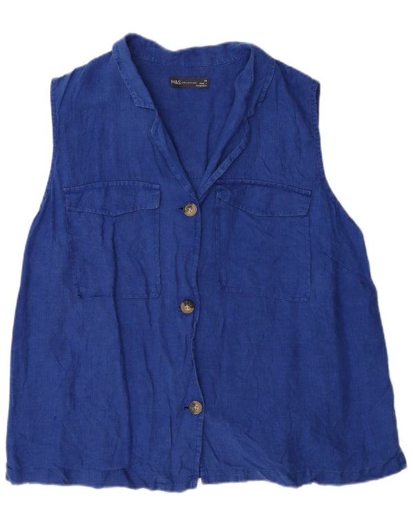Camicetta senza maniche da donna Marks & Spencer UK 18 XL cotone blu