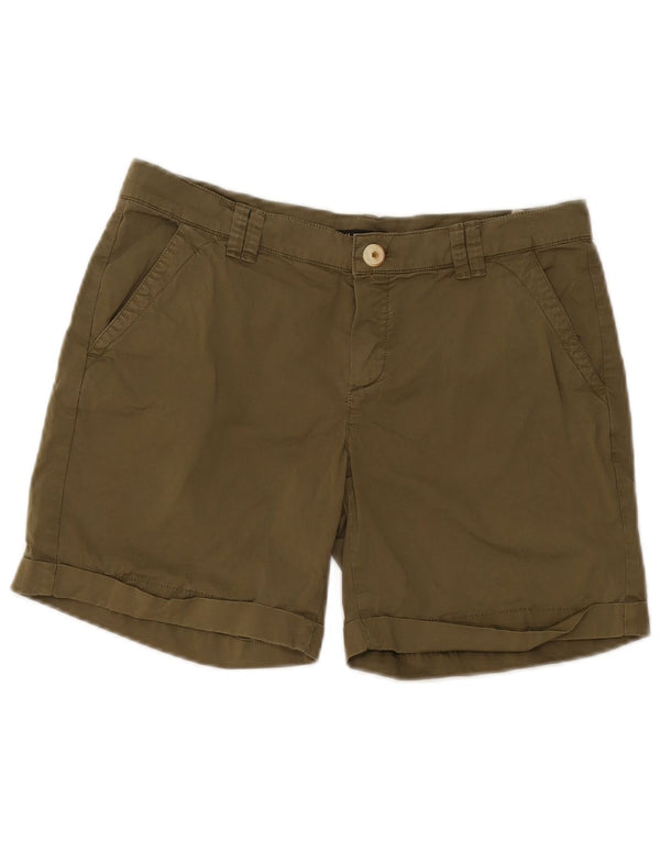 Massimo Dutti Womens Casual Fit Chino Shorts EU 38 Small W28 Khaki Cotton