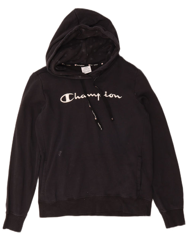 Felpa con cappuccio grafica da donna Champion UK 16 grande cotone nero