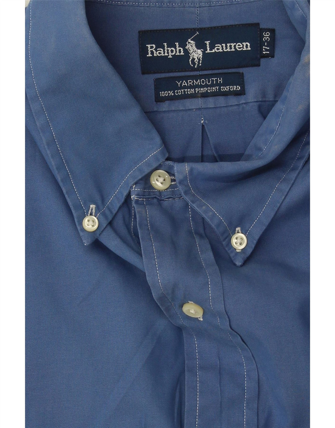 RALPH LAUREN Camicia da uomo Yarmouth vestibilità ampia taglia 17 XL cotone blu