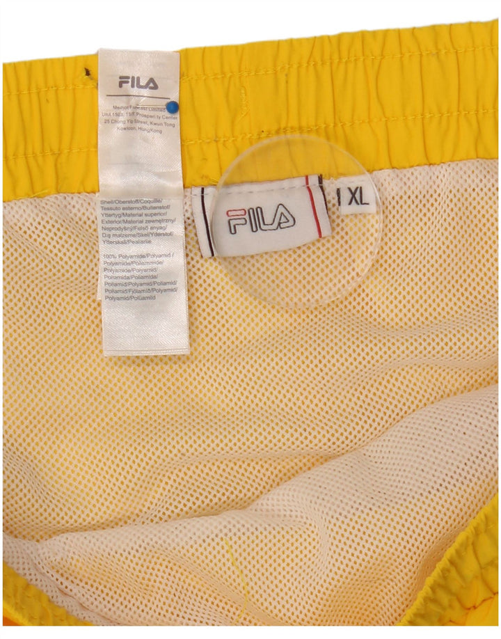 Pantaloncini da bagno grafici da uomo Fila XL giallo color block in poliammide