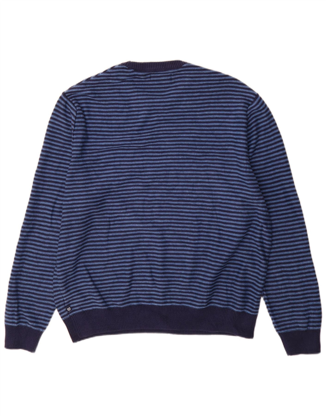 Maglione maglione girocollo da uomo Chaps XL in cotone a righe blu