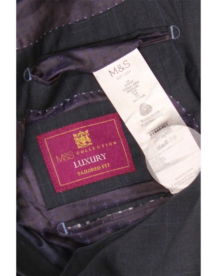 Giacca blazer da uomo su misura Marks & Spencer UK 44 XL blu navy a quadri