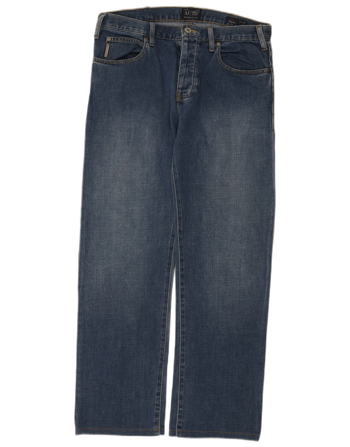 Armani Jeans Jeans dritti regolari da uomo W33 L30 in cotone blu