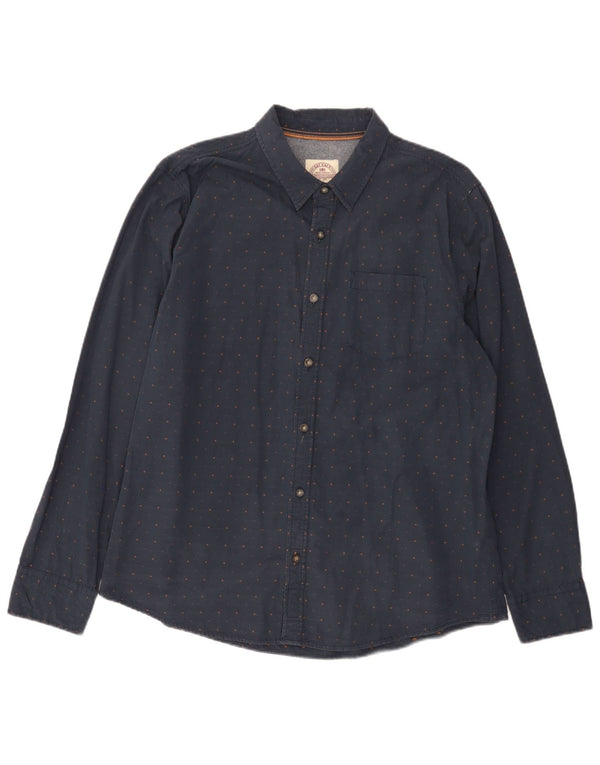 Camicia da uomo vestibilità regolare Fat Face XL in cotone maculato blu navy