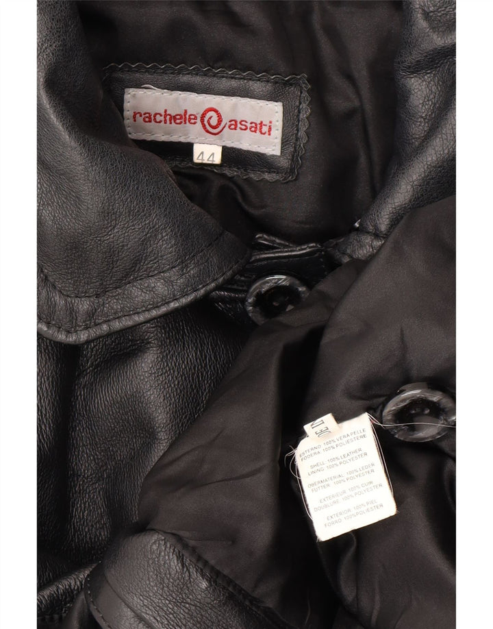 RACHELE@ASATI Womens Oversized Hooded Coat IT 44 Medium Black Leather
