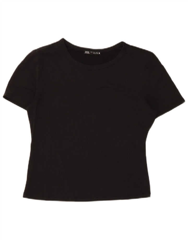 T-shirt corta da donna Zara UK 12 media nera modal