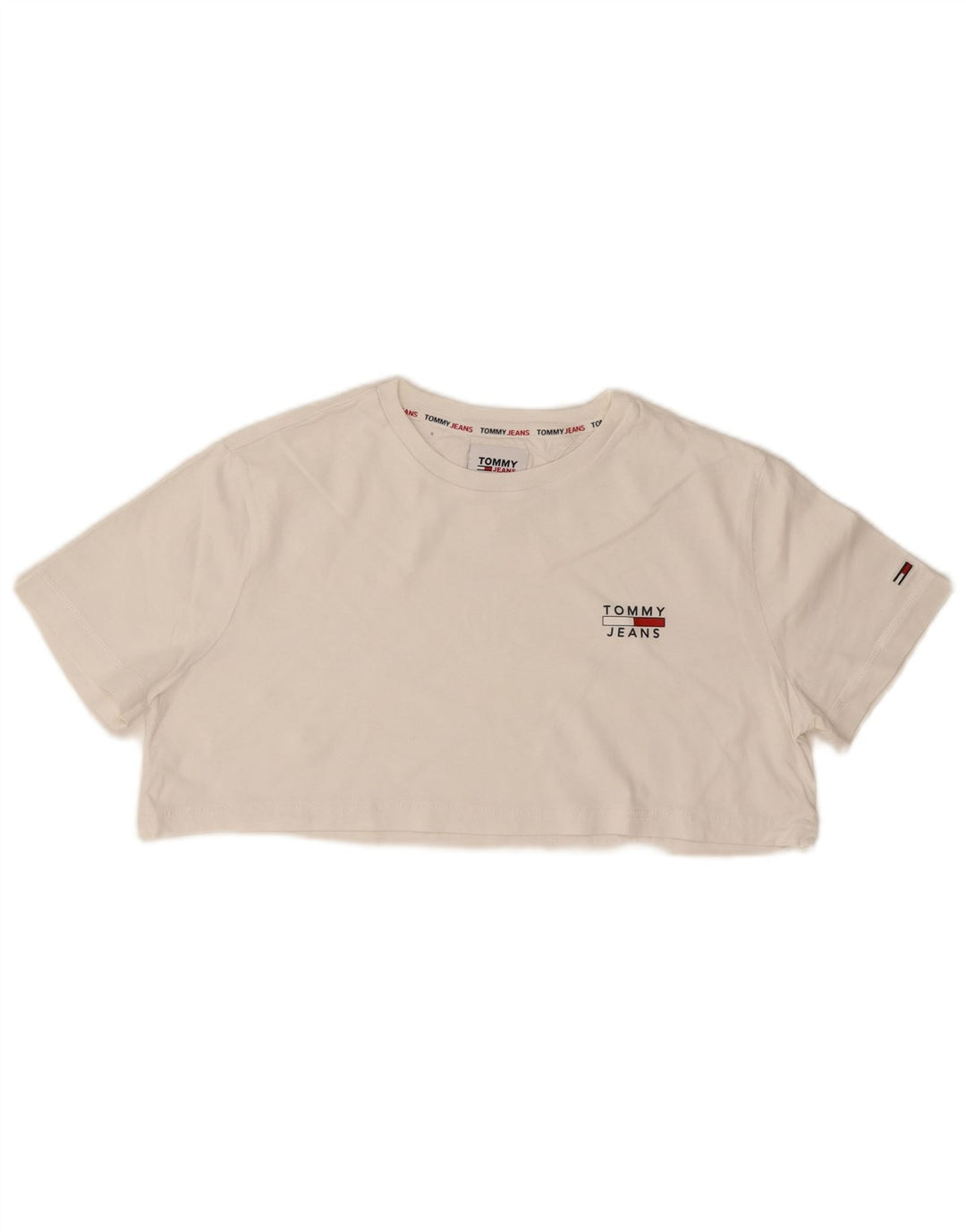 T-shirt grafica corta da donna Tommy Hilfiger Top UK 14 bianco medio