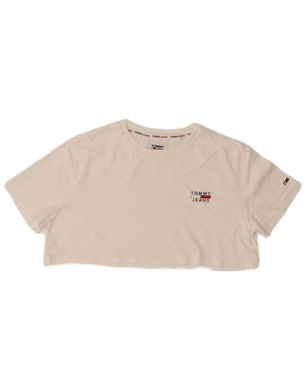 T-shirt grafica corta da donna Tommy Hilfiger Top UK 14 bianco medio