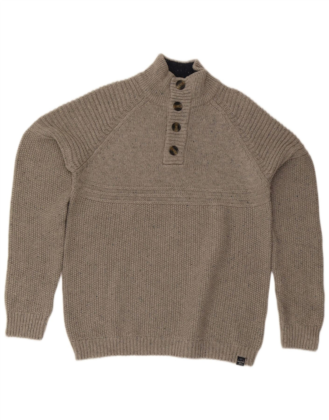 Maglione da uomo con collo a bottoni Weird Fish, grande cotone grigio