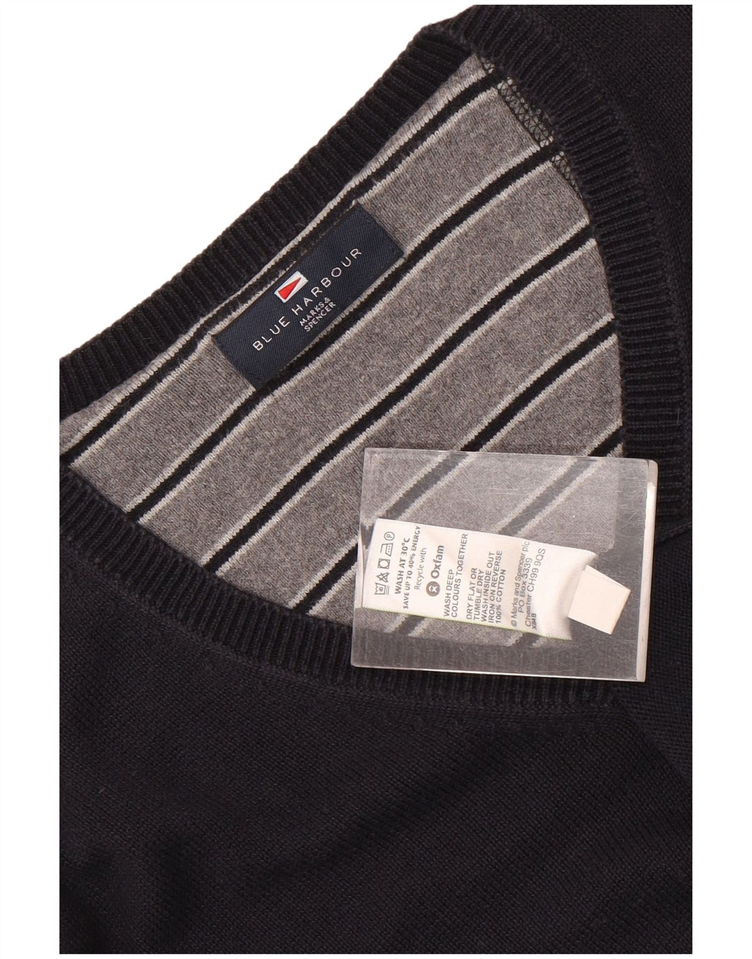 Maglione da uomo Marks & Spencer Blue Harbour con scollo a V grande blu navy