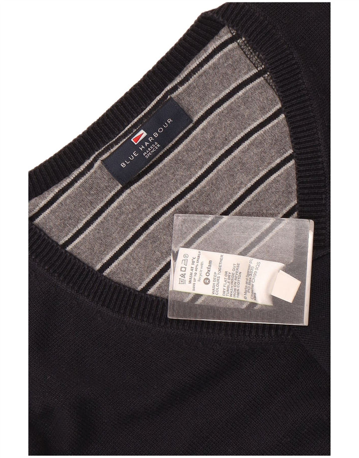 Maglione da uomo Marks & Spencer Blue Harbour con scollo a V grande blu navy