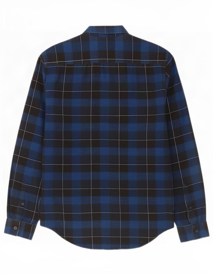 Camicia Zara da uomo in flanella piccola in cotone a quadri blu navy