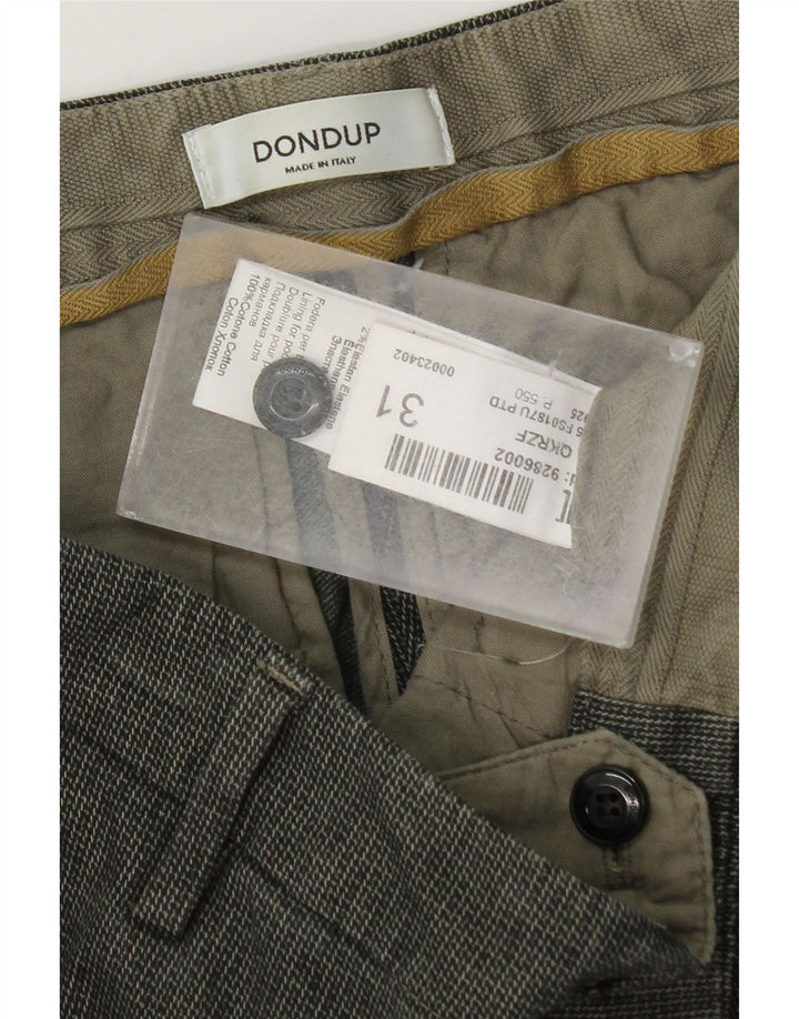 Pantaloni chino slim da uomo Dondup W31 L32 in cotone a quadri grigi
