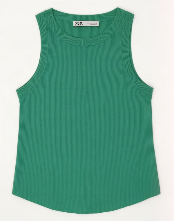 Canotta da donna Zara UK 14 grande in viscosa verde