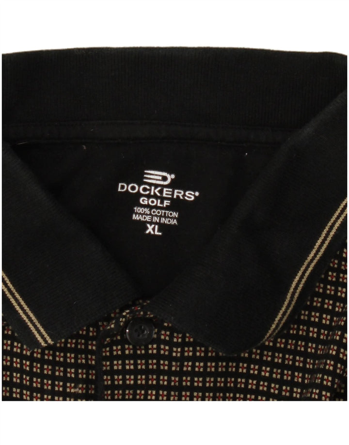 Polo da golf da uomo Dockers XL in cotone a quadri nero