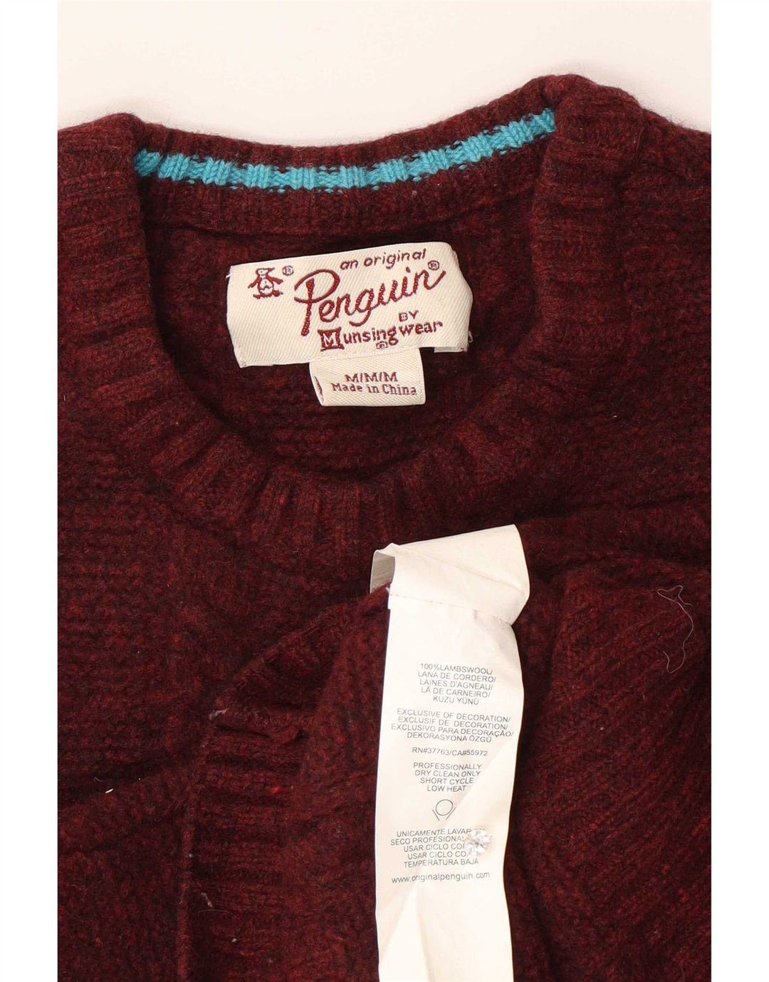 Maglione maglione girocollo da donna vestibilità regolare Penguin UK 14 Borgogna medio