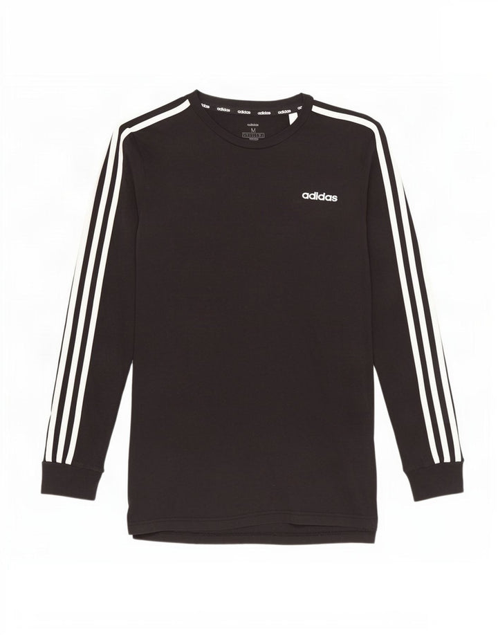 Top Adidas da uomo a maniche lunghe in cotone nero medio