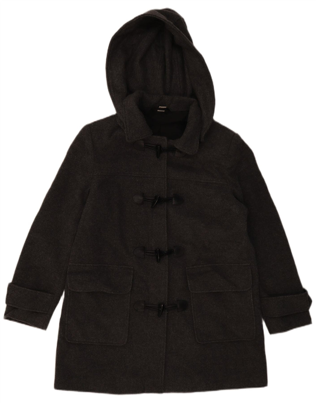 Montgomery con cappuccio da donna VINTAGE UK 16 grande lana grigia