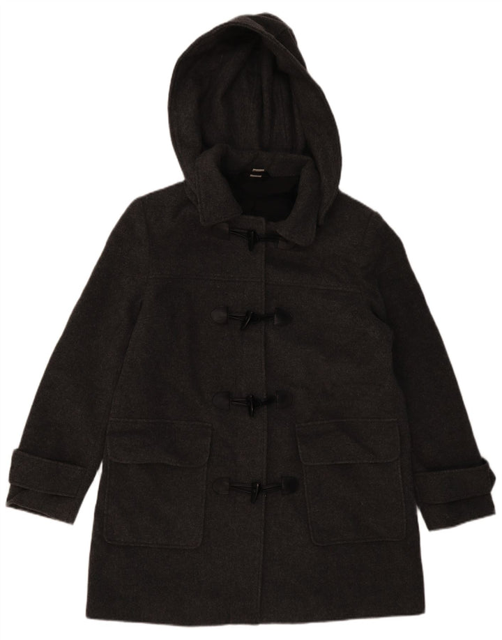 Montgomery con cappuccio da donna VINTAGE UK 16 grande lana grigia