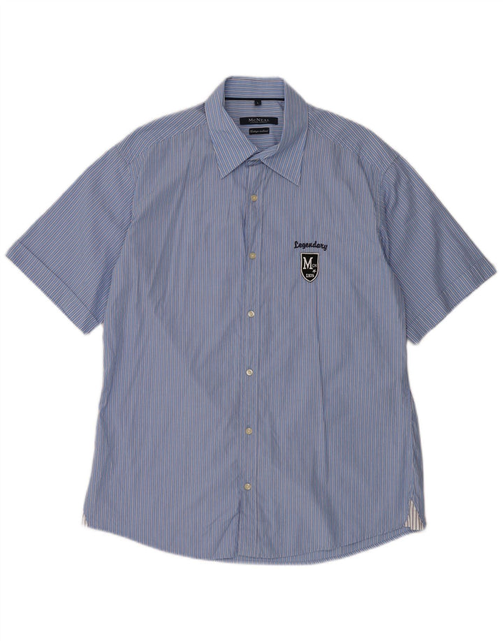 Camicia a maniche corte da uomo MC Neal, cotone a righe grandi blu