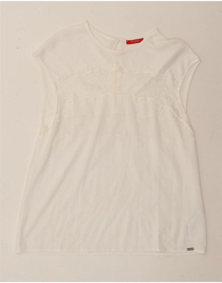 Top in camicetta da donna Guess UK 12 poliestere bianco medio