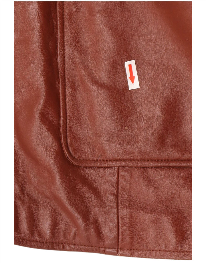 Giacca blazer in pelle da donna classica a 3 bottoni UK 26 5XL Pelle marrone