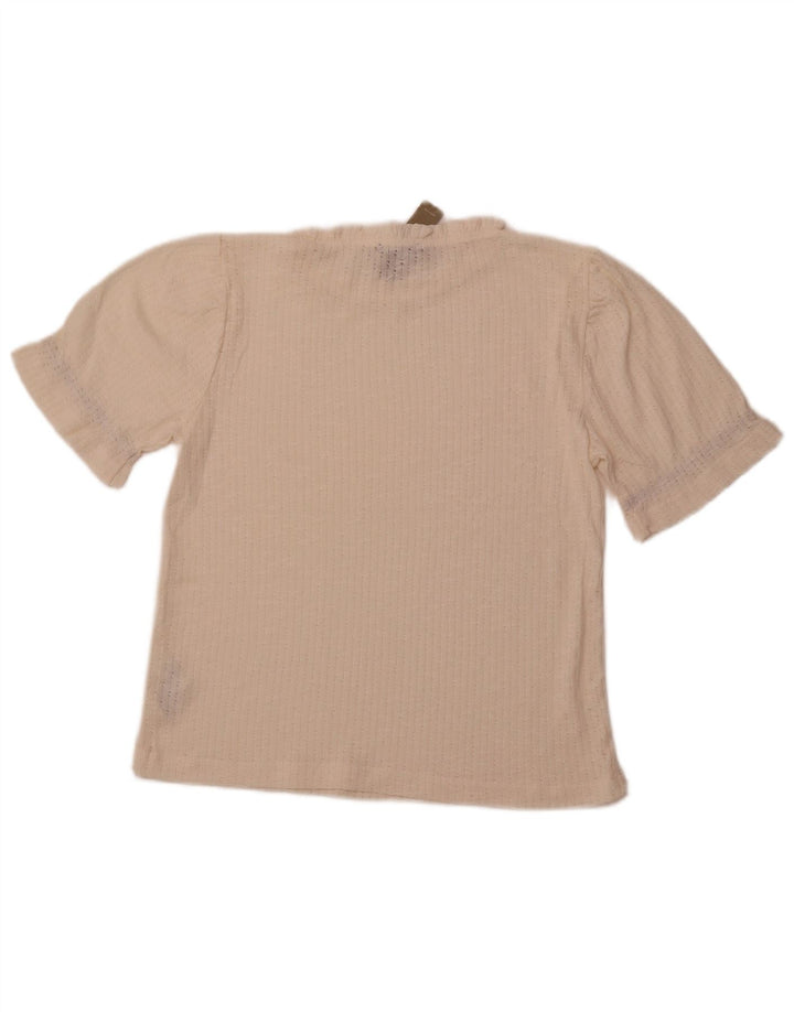 J. CREW Camicetta lavorata a maglia da donna Top UK 14 Poliestere bianco sporco medio