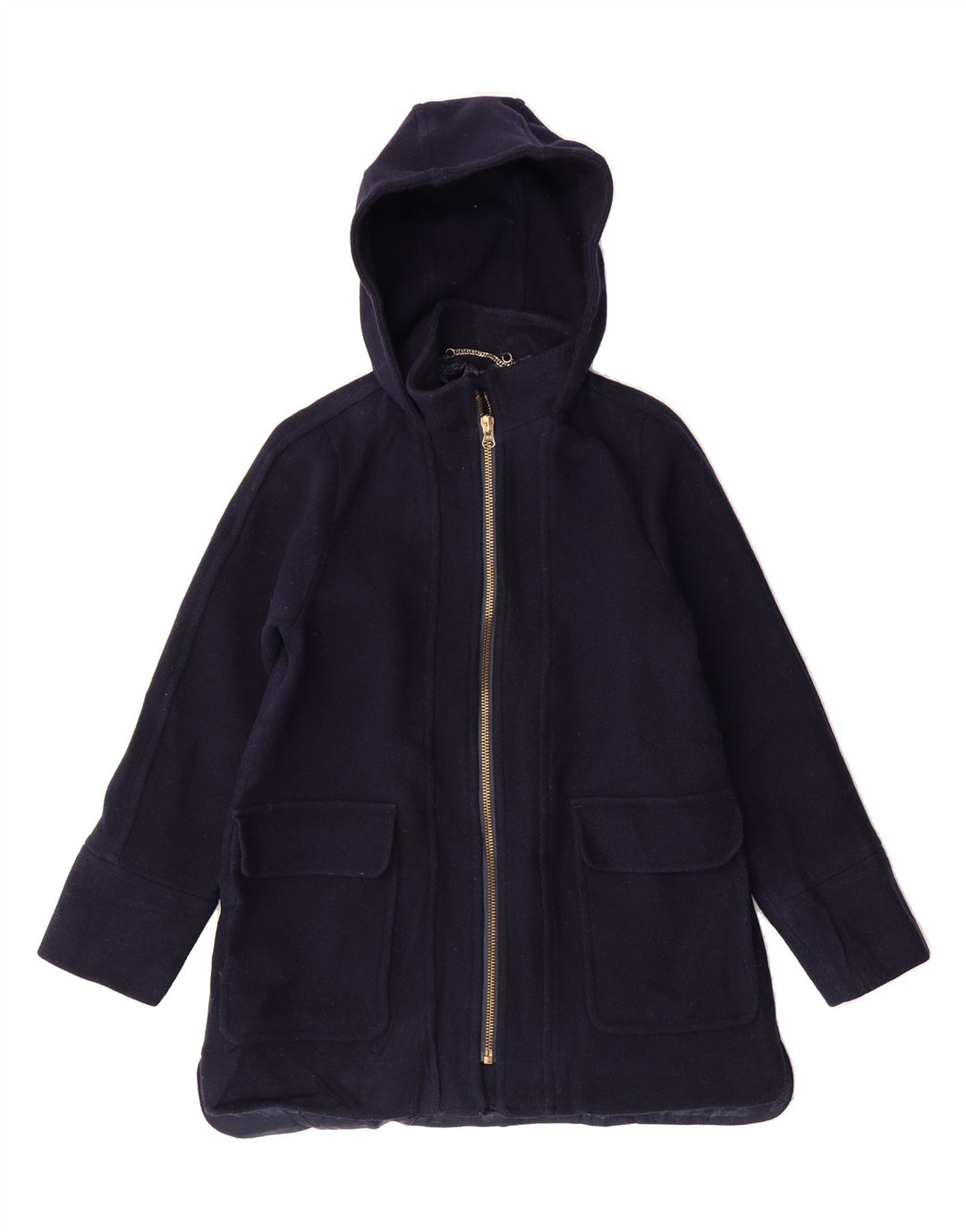 J. CREW Womens Hooded Overcoat UK 2 2XS Navy Blue Wool Vintage J. Crew and Second-Hand J. Crew from Messina Hembry 